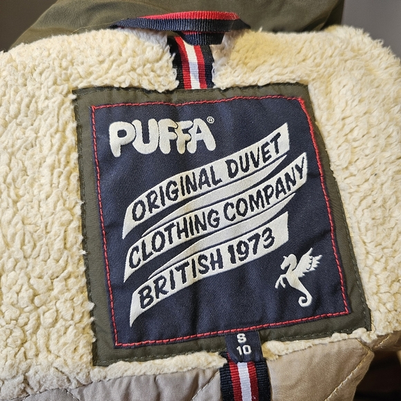 👍Puffa green removable real fur hood anorak winter parka jacket size S US. - Picture 10 of 13